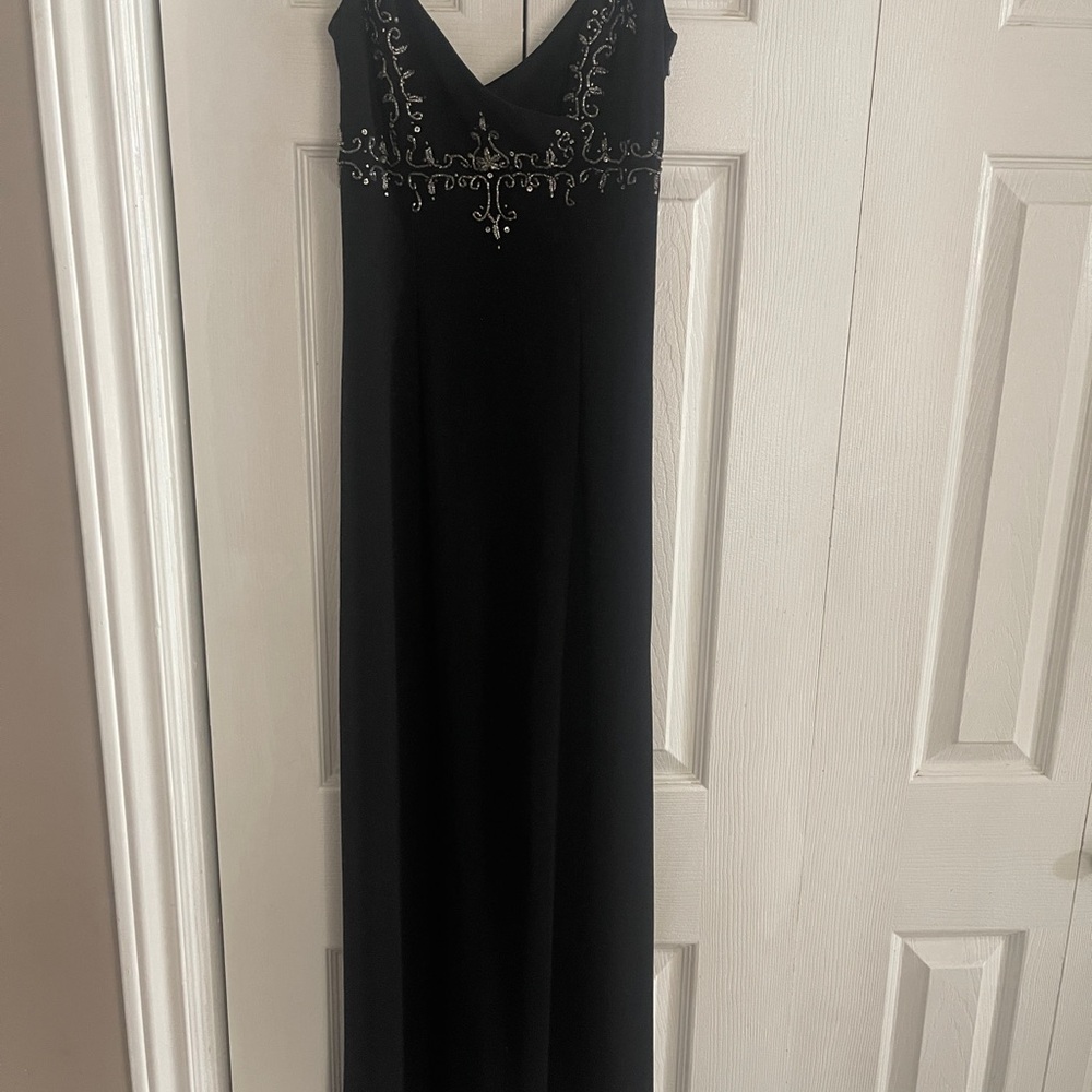 Morgan & Co. Black Maxi Dress with Silver Detailing